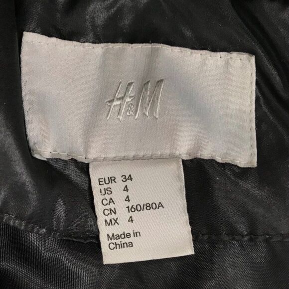 Women's Y2K H&M Classy Minimalist Black Longline Winter Puffer Parka Coat / 4 - Picture 9 of 10